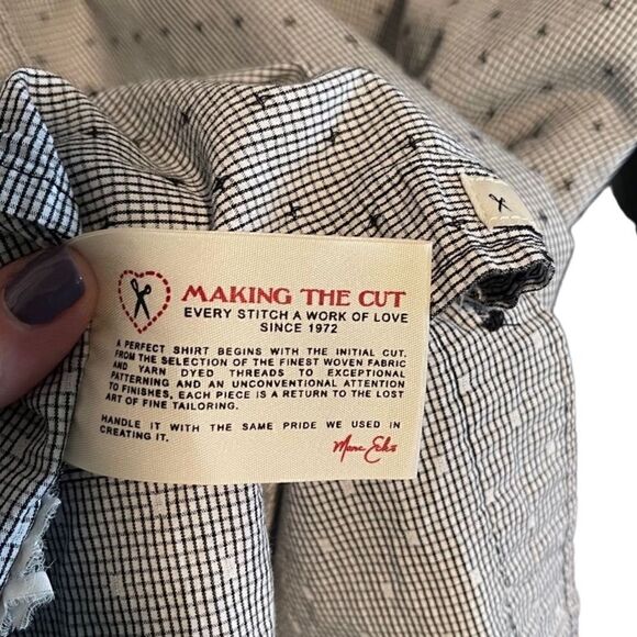 MARK ECKO- Men’s White & Black Long Sleeve Button Down Swiss Dot Shirt, Size XL - Picture 9 of 10